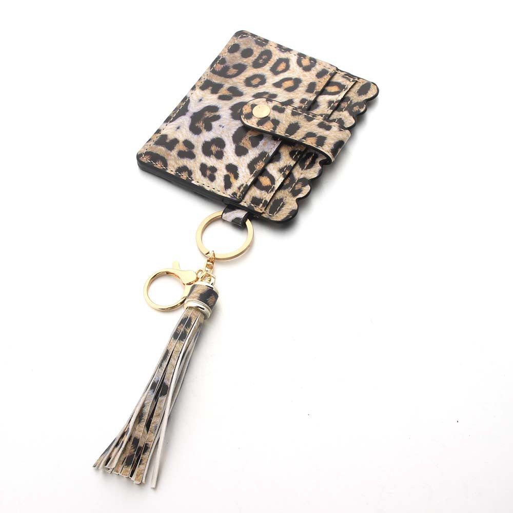 Wholesale Bracelet PU Tassel Leopard Print Keychain